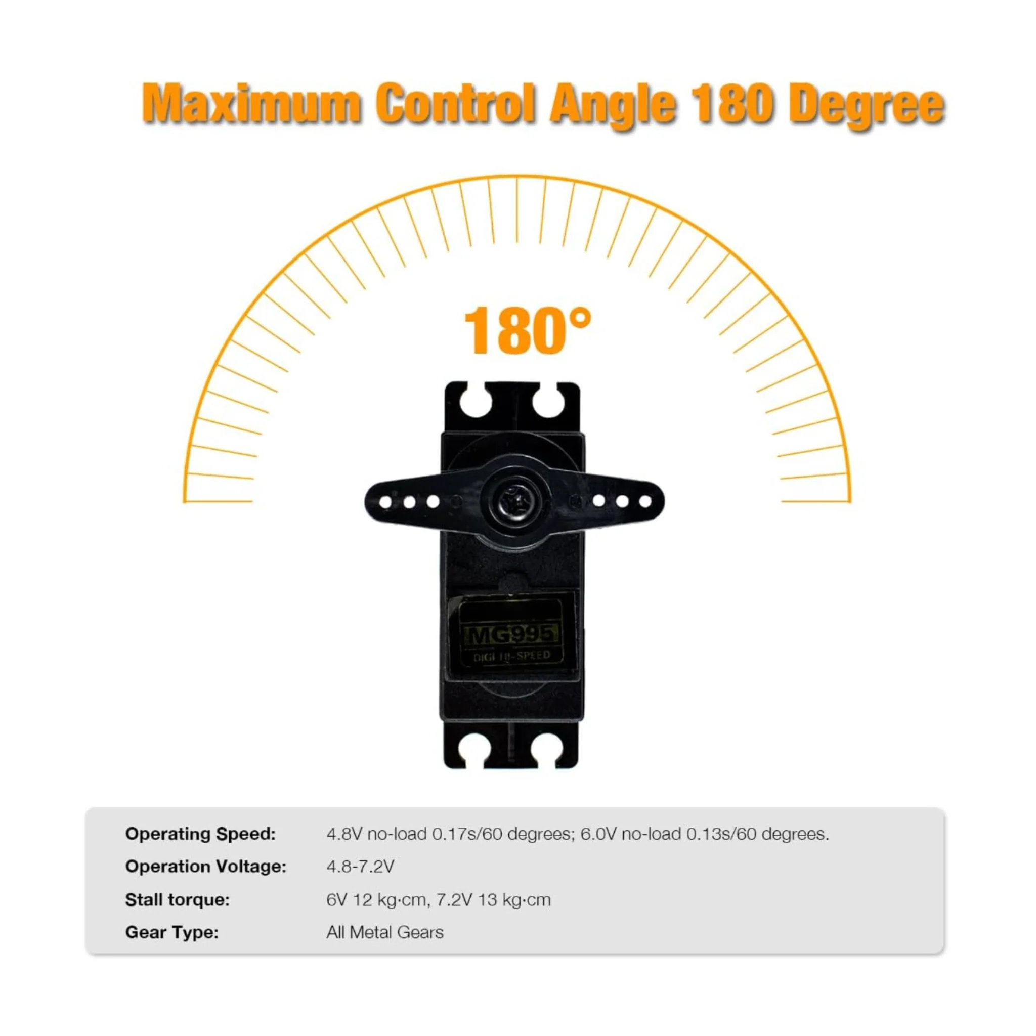 MG995 Metal Gear Servo Motor 12kg High Torque 180 Degree - Image 4