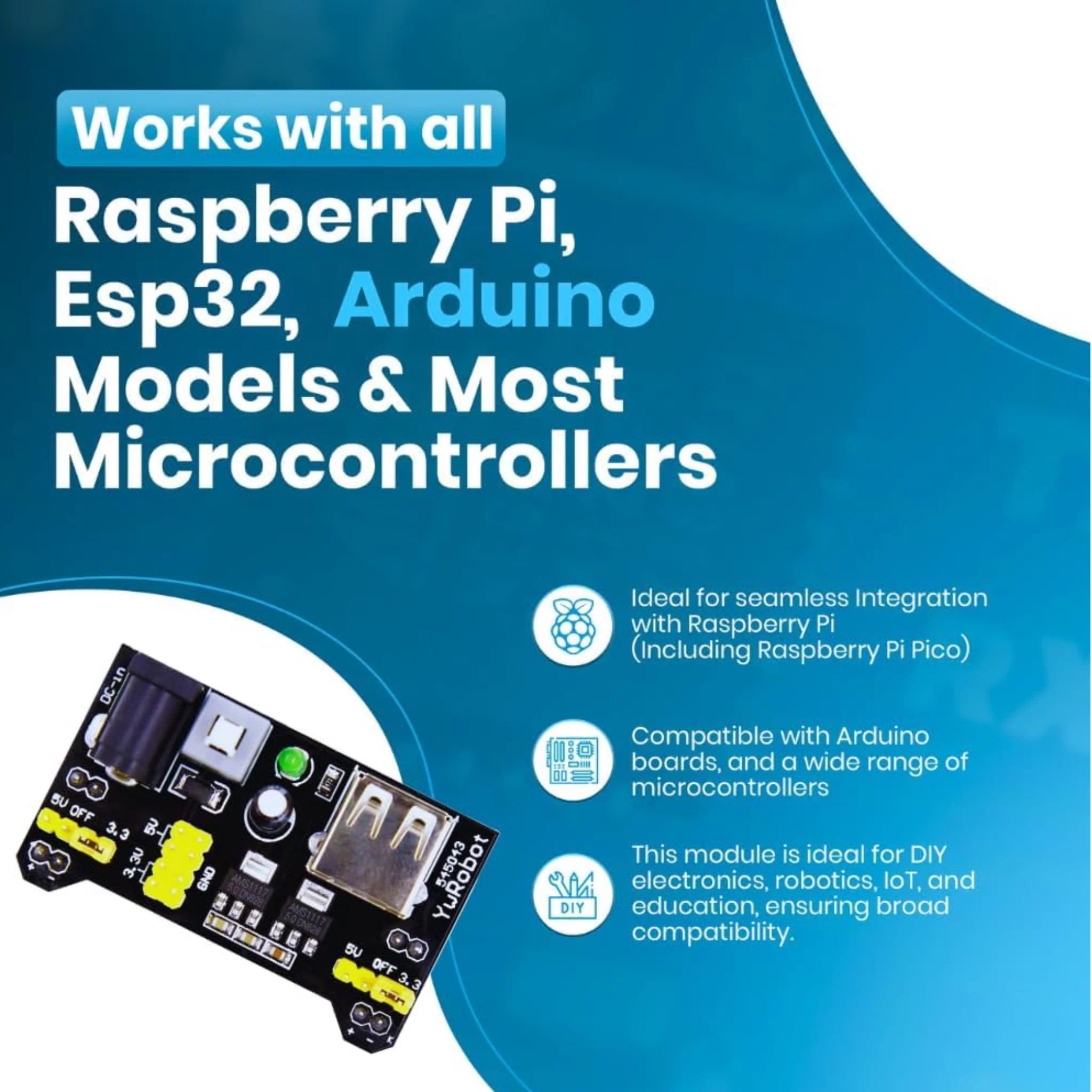 MB102 Breadboard Power Supply Module 3.3V/5V for Arduino - Image 5