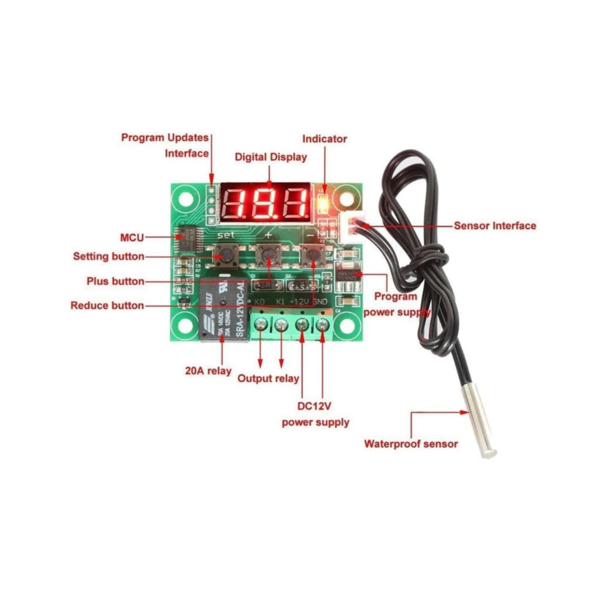 W1209 12V Digital Temperature Controller Thermostat Module - Image 4
