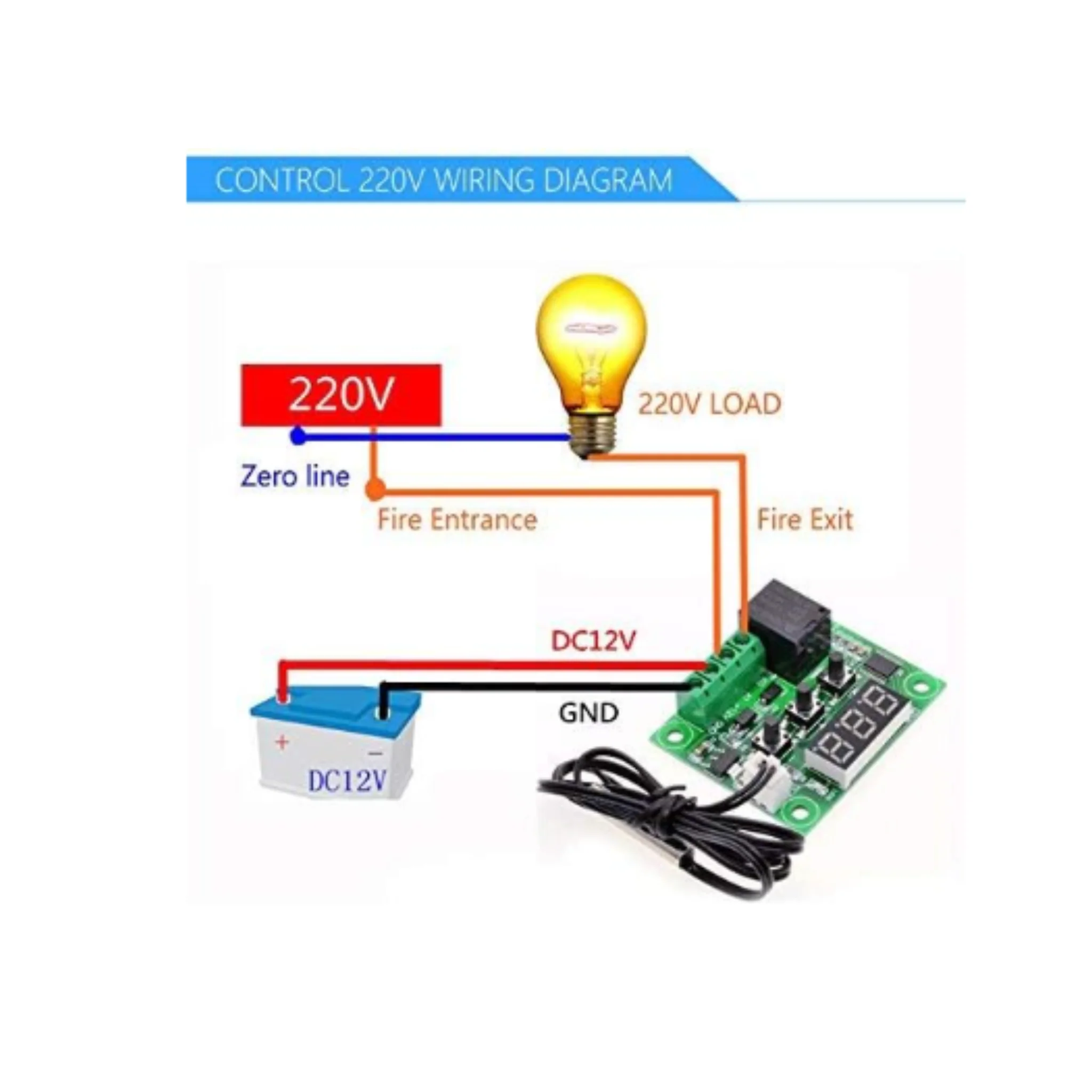 W1209 12V Digital Temperature Controller Thermostat Module - Image 5